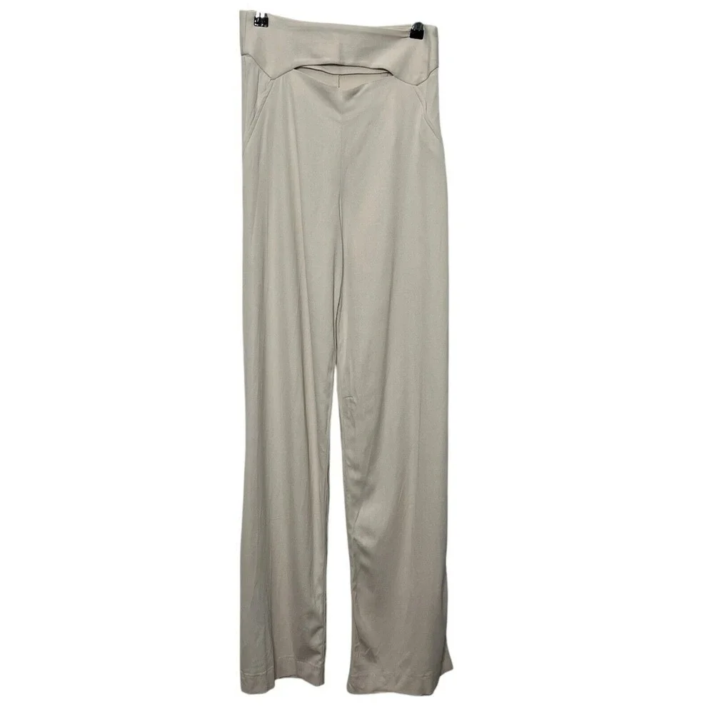 ZARA High Rise Trousers Off White Linen‎ Blend Vented Waist Women's Size XS New